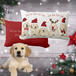 Cojín Lumbar Cachorros de Golden Lab, Navidades de amantes de l