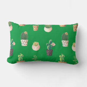 Cojín Lumbar Cactus exitosos de danza verde en ollas