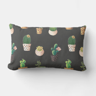 Cojín Lumbar Cactus exitosos de danza verde en ollas