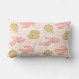 Cojín Lumbar cactus rosado lindo dibujado a mano