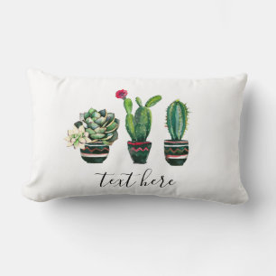Cojín Lumbar cactus, suculento, acuarela, fiesta, mexicano,