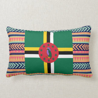 Cojín Lumbar Caja colorida de la bandera de Dominica