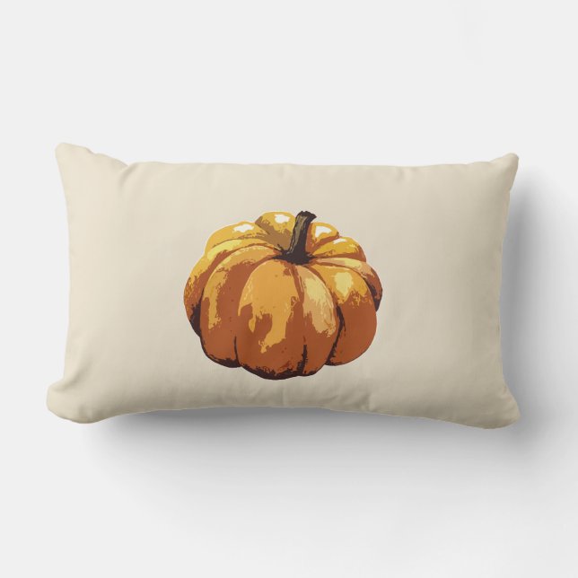 Cojín Lumbar Calabaza Arte de Otoño Cosecha de otoño (Anverso)