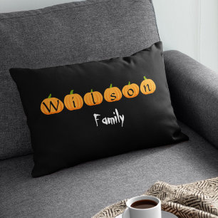Cojín Lumbar Calabaza con Monograma Personalizado Halloween