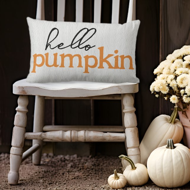 Cojín Lumbar Calabaza de bienvenida (Hello Pumpkin Fall Pillow)