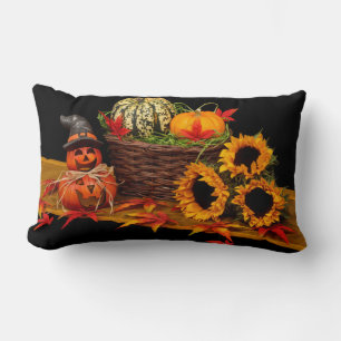 Cojín Lumbar Calabaza de Otoño de Halloween Antiguo