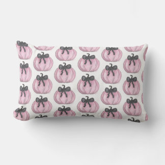 Cojín Lumbar Calabaza rosa con arco negro