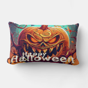 Cojín Lumbar Calabaza siniestra de Halloween con murciélagos Ar