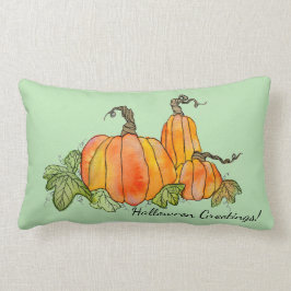 Cojín Lumbar Calabazas acuarelas Halloween Harveen Gourds