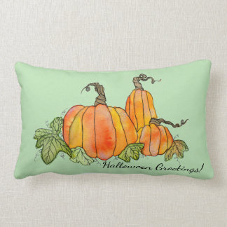 Cojín Lumbar Calabazas acuarelas Halloween Harveen Gourds
