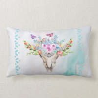 Calavera animal Boho con mariposas y flores