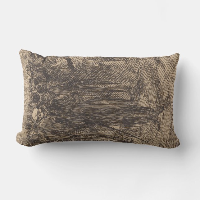 Cojín Lumbar Calavera en la multitud (por Albert Besnard) (Anverso)