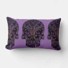 Cojín Lumbar Calavera filigrana en tonos morados