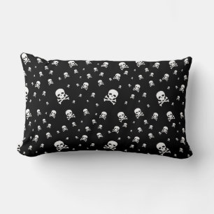 Cojín Lumbar Calaveras de piratas blancos de Littles sobre fond