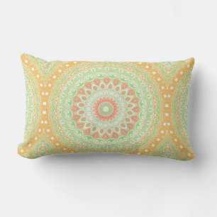 Cojín Lumbar Calidoscopio de verano naranja brillante y verde
