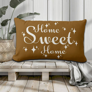Cojín Lumbar Caligrafía festiva y estrellas 'hogar dulce hogar'