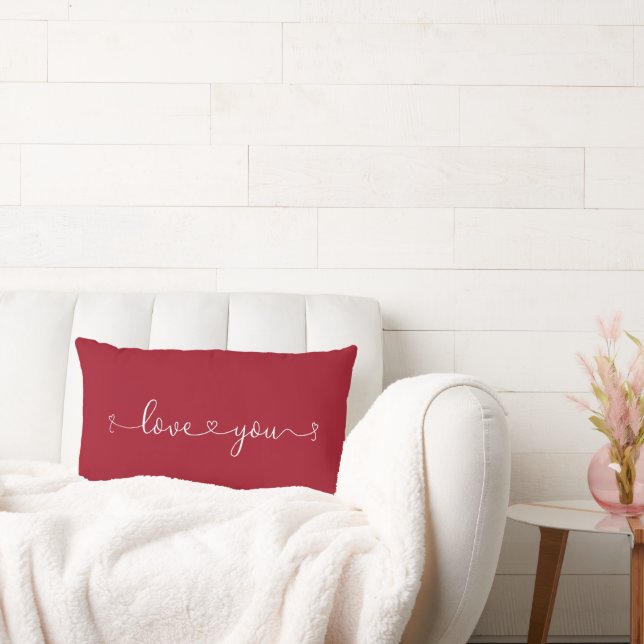 Cojín Lumbar Caligrafía Romántica Te Amo Fecha Personalizada (Sofá)