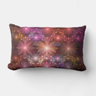 Cojín Lumbar Cama De Flores Colorido Brillante Arte Fractal Abs