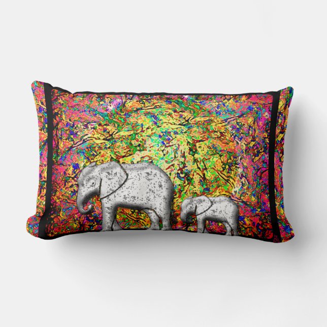 Cojín Lumbar Caminata del elefante del bebé (Anverso)