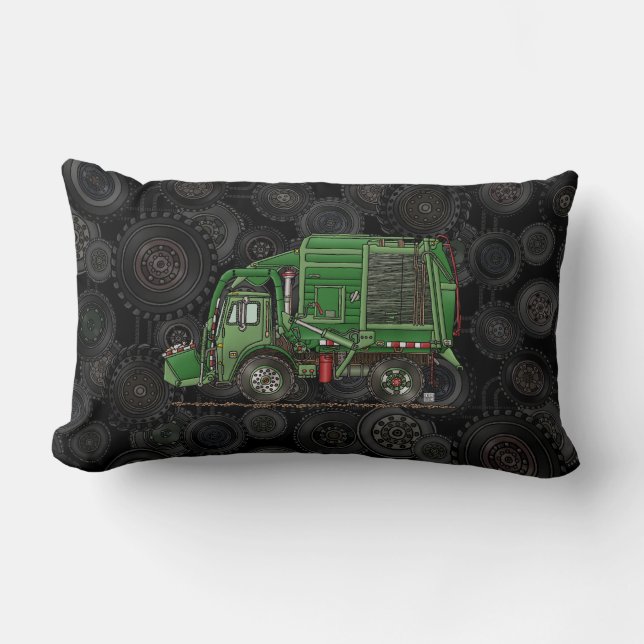 Cojín Lumbar Camión de basura lindo del camión de basura (Anverso)