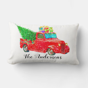 Cojín Lumbar Camión Rojo de Navidad