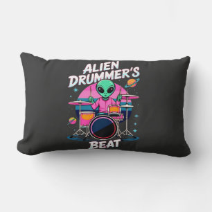 Cojín Lumbar Camiseta Beat de Alien Drummer - Gráfica divertida