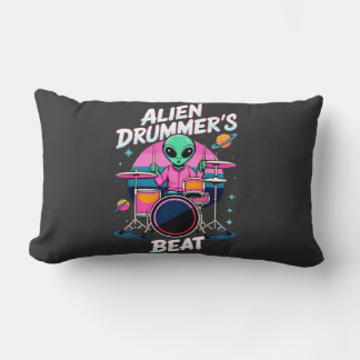 Cojín Lumbar Camiseta Beat de Alien Drummer - Gráfica divertida
