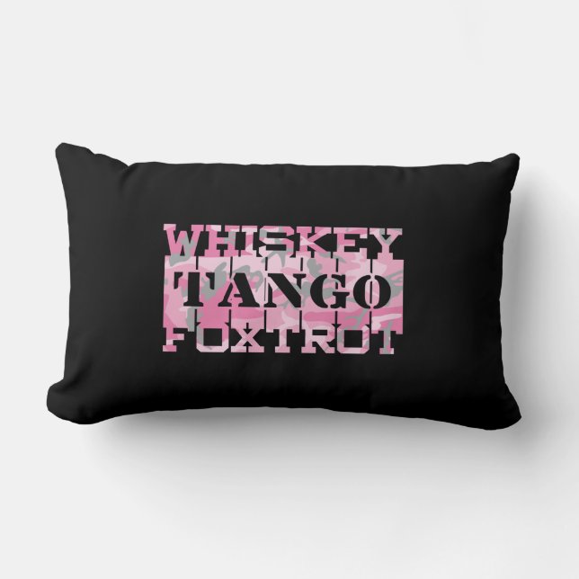 Cojín Lumbar Camo rosa del tango Foxtrot del Whiskey del ejérci (Anverso)