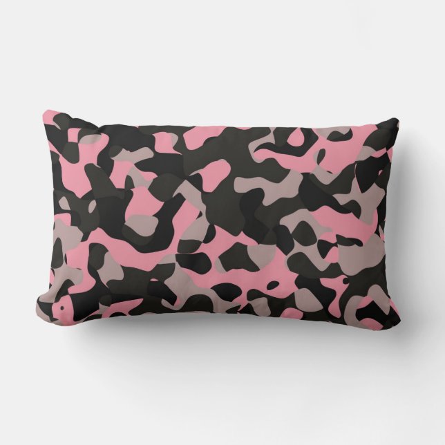 Cojín Lumbar Camo rosa y negro (Anverso)