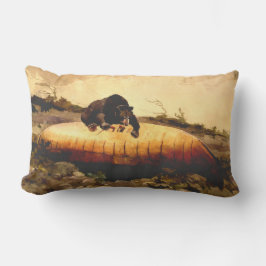 Cojín Lumbar Campamento Rústico Oso y Canoa Winslow Homer 1895