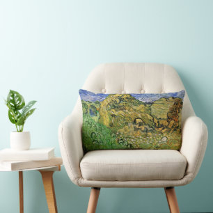 Cojín Lumbar Campo con montones de trigo de Vincent van Gogh