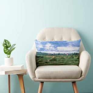 Cojín Lumbar Campos de trigo con almiares de Vincent van Gogh