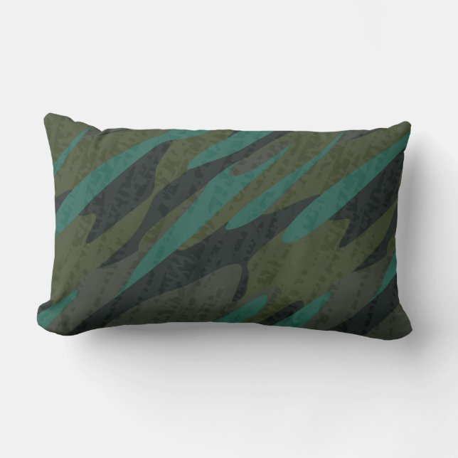 Cojín Lumbar Camuflaje verde abstracto (Anverso)