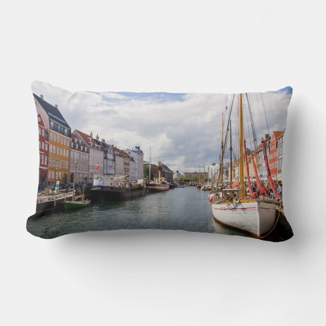Cojín Lumbar Canal con barcos| Copenhague (Anverso)
