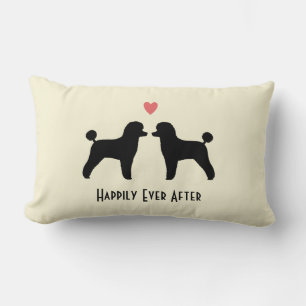 Cojín Lumbar Caniches Toy Negros - Perros de Boda con Texto