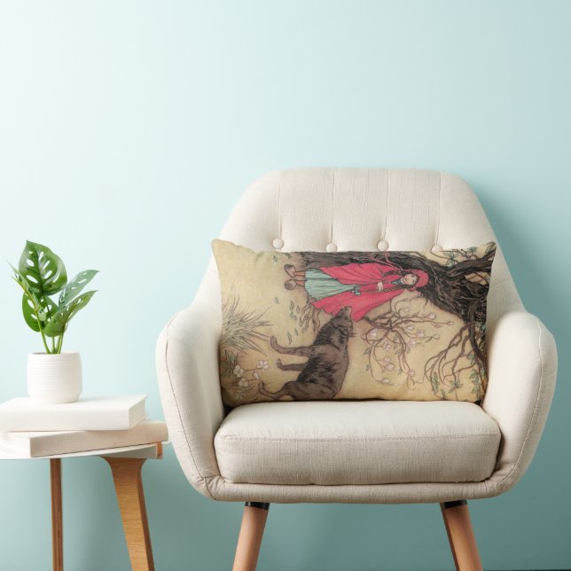 Cojín Lumbar Caperucita Roja Vintage de Warwick Goble (Silla)