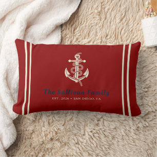 Cojín Lumbar Capitán de Vela Rojo Carmesí Personalizado Blanco