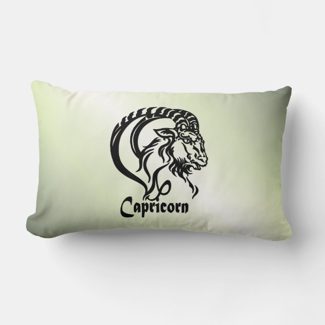 Cojín Lumbar Capricornio del mar Cabra Zodiac Verde (Anverso)