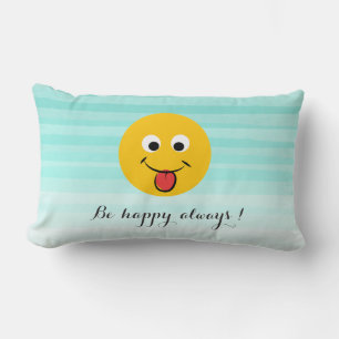 Cojín Lumbar Cara de Emoji Feliz Adorable - Sé feliz siempre