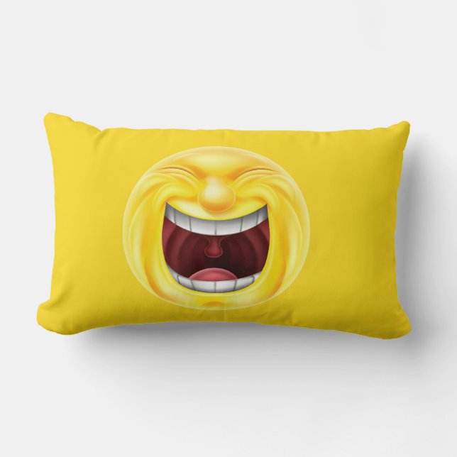 Cojín Lumbar Cara de Emoji Riéndose Divertida (Anverso)