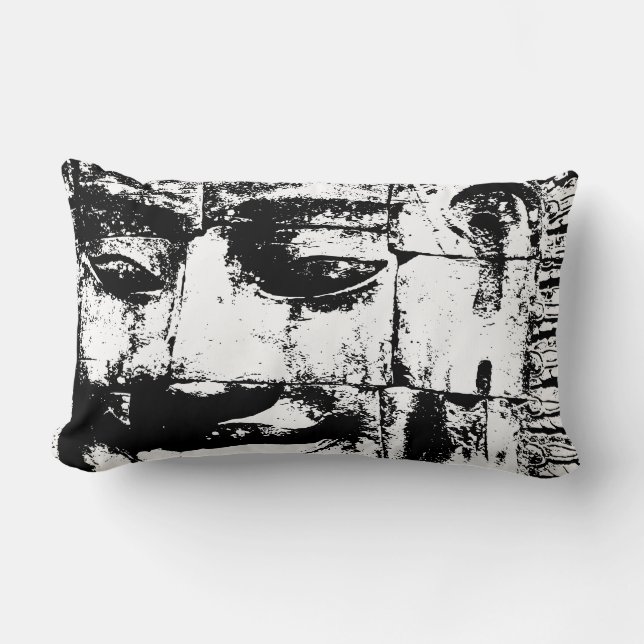 Cojín Lumbar Cara de piedra jemer... Templo de Bayon, Camboya (Anverso)