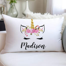 Cojín Lumbar Cara de Unicornio con Pestañas Personalizadas