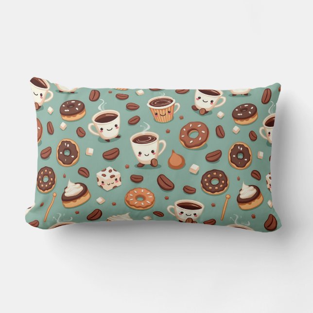 Cojín Lumbar Caracteres de café mate (Anverso)