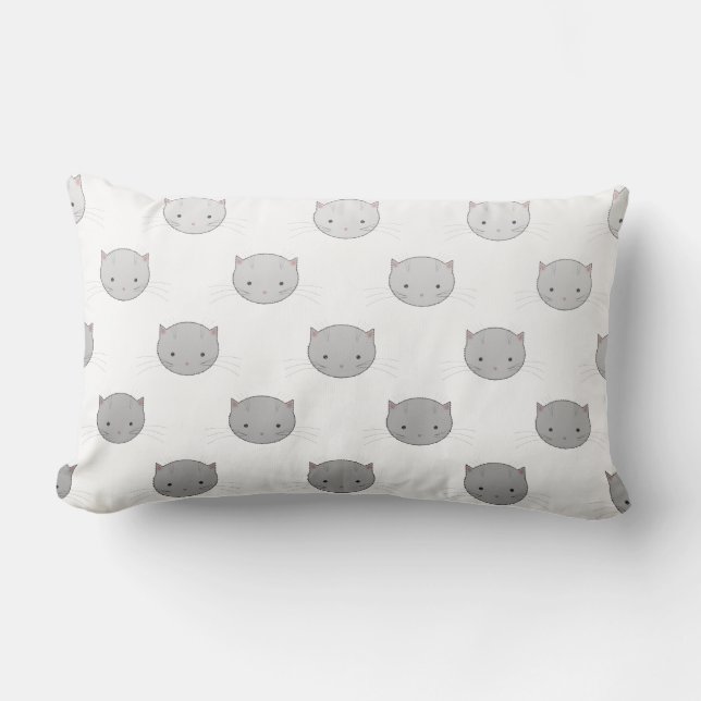 Cojín Lumbar Caras gitanas ricas en gris blanco negro (Anverso)