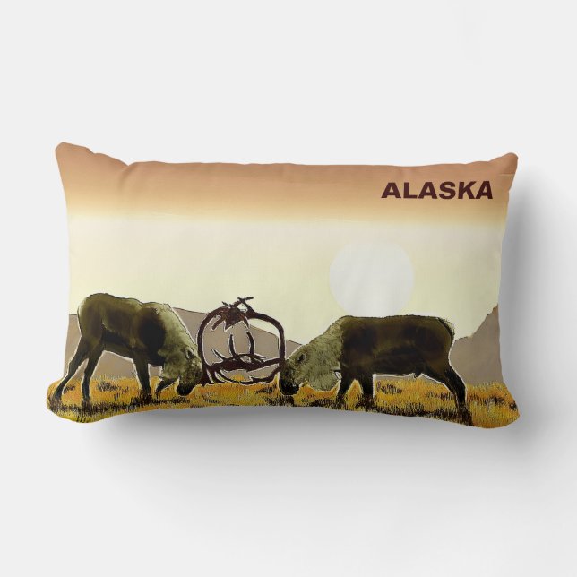 Cojín Lumbar Caribou Duel - Alaska (Anverso)
