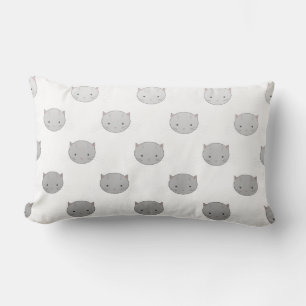 Cojín Lumbar Caritas de Gatito Adorables en Blanco Negro Gris