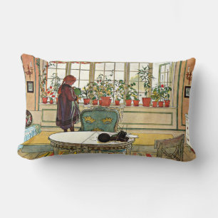 Cojín Lumbar Carl Larsson - Flores en el Windowsill
