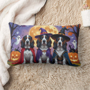 Cojín Lumbar Carne de calabaza de perro de cola azul Halloween