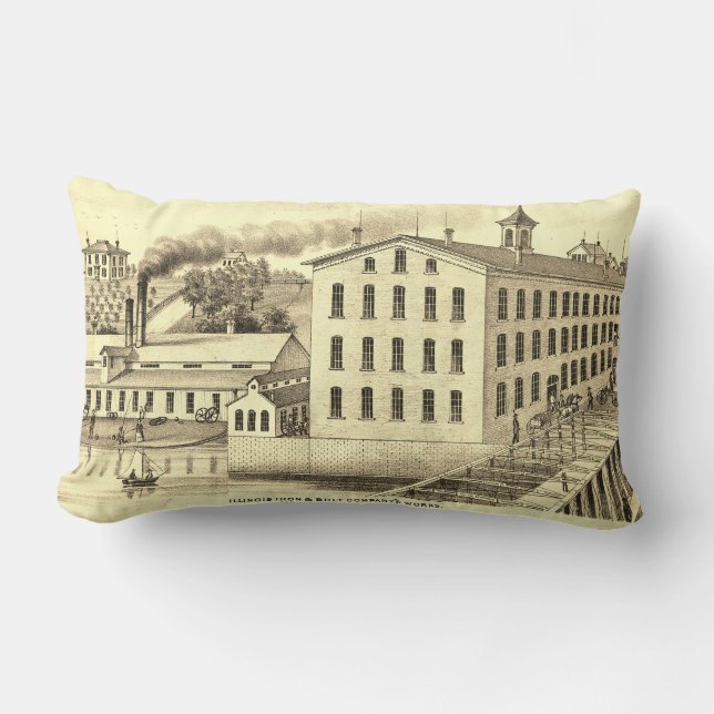 Cojín Lumbar Carpentersville Illinois 1871 Illinois Iron n Bolt (Anverso)