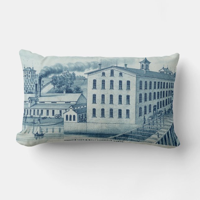 Cojín Lumbar Carpentersville Illinois 1871 Illinois Iron n Bolt (Anverso)